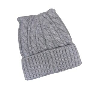 Unbranded Cable Knit Cashmere & Mohair Cat Ears Beanie Taupe‎ OS